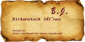 Birkenstock János névjegykártya